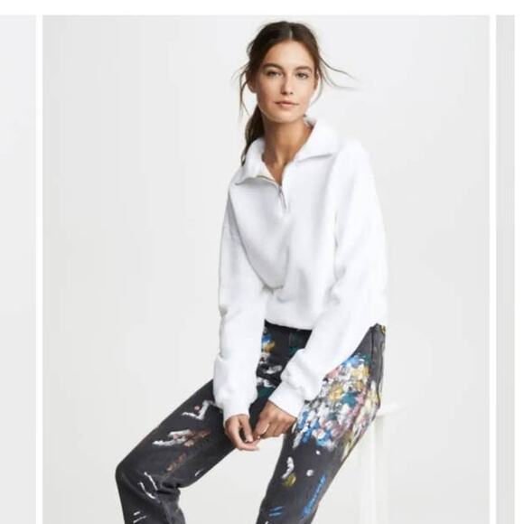 RE/DONE 70's Half Zip Sweatshirt in Off White Size Small NWOT - Picture 2 of 10